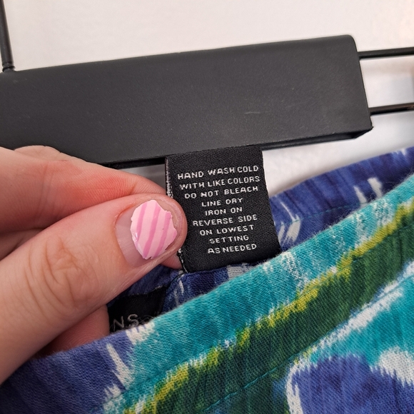 Notations Blue Green White Beachy Summer Tiered Watercolor Midi Skirt Size 3X - Picture 5 of 6